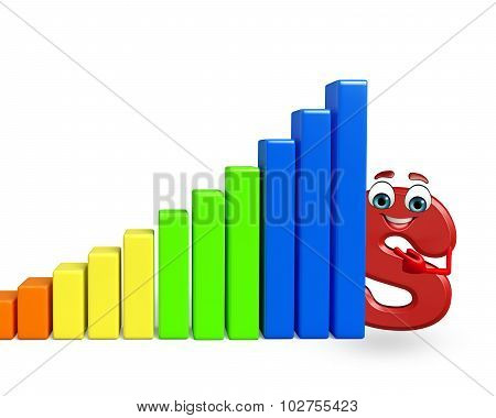 Cartoon Character Of S With Business Graph