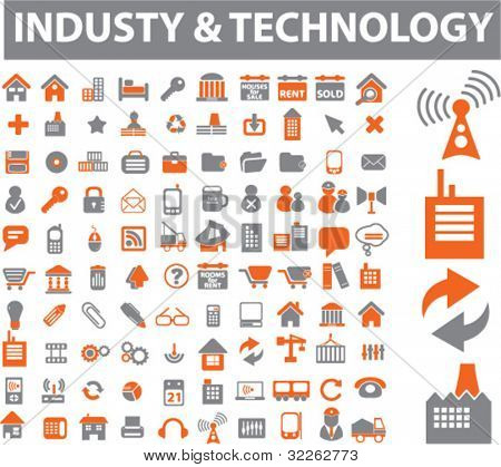 industry & technology icons, signs, vector illustrations