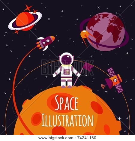 Space flat illustration