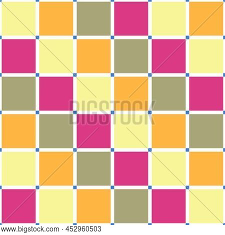 Pattern Rectangles Seamless.  Yellow, Orange, Beige, Pink And Blue Color. Seamless Background For Gr