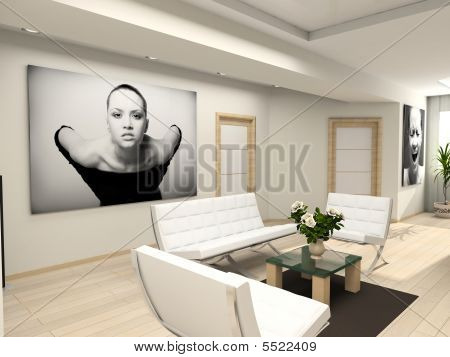 Modern Interior With The Fashionable Picture.