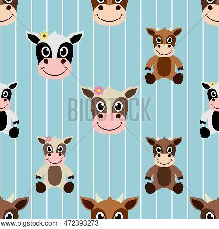 Seamless Repeating Pattern With Cute Cows