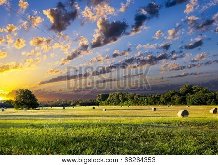 Hay Bales At Sunrise