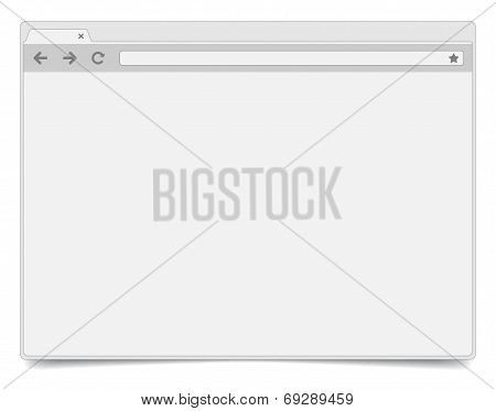 Simple Opened Browser Window On White Background With Shadow.