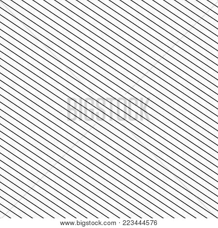 Vector seamless stripes pattern. Thin diagonal lines geometric texture. Simple striped illustration template, repeat tiles. Black and white colors. Abstract geometrical monochrome print background. Lines pattern. Lines diagonal background.