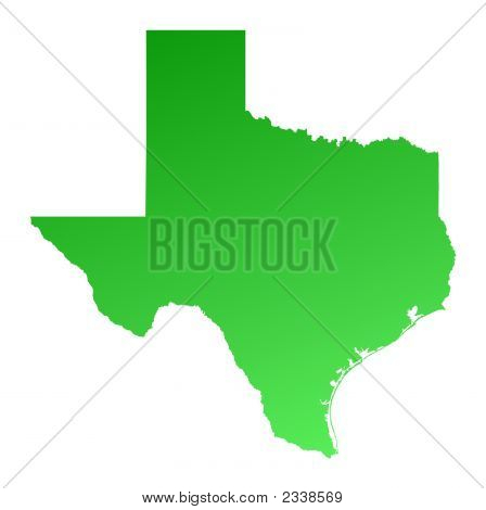 Green Gradient Texas Map, Usa