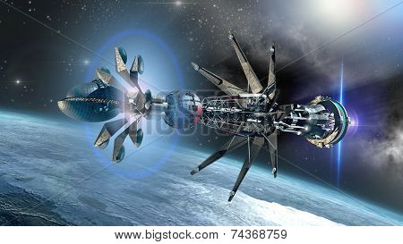 Spaceship with Warp Drive