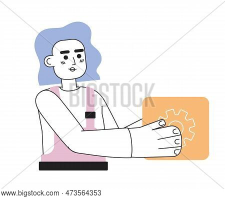 Computer Engineer Line Concept Vector Spot Illustration