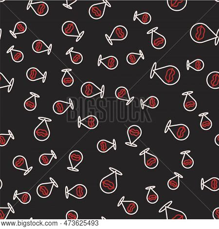 Line Smiling Lips Icon Isolated Seamless Pattern On Black Background. Smile Symbol. Vector