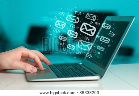 Concept of sending e-mails from your computer