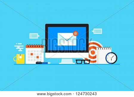 Email, Newsletter, E-mail marketing. Flat design modern vector illustration concept.