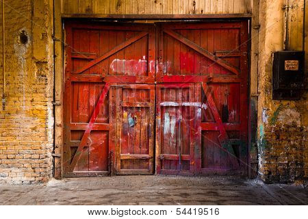 old red wood gate