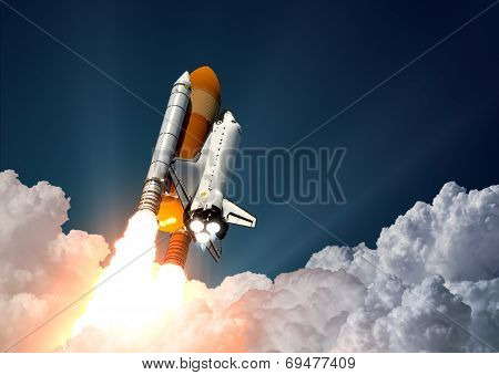 Space Shuttle Takes Off