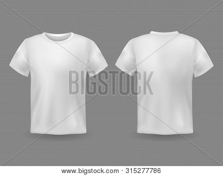 T-shirt Mockup. White 3d Blank T-shirt Front And Back Views Realistic Sports Clothing Uniform. Femal