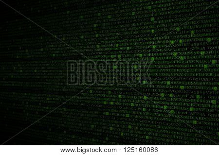 The green alphanumeric code background. This picture suitable for business and technology use.