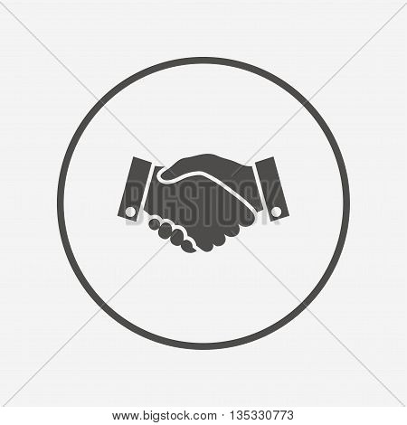 Handshake sign icon. Successful business symbol. Flat handshake icon. Simple design handshake symbol. Handshake graphic element. Round button with flat handshake icon. Vector