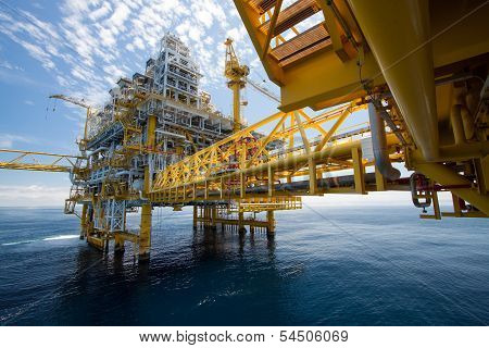 Oil and gas platform in offshore or Offshore construction, Exploration and production oil and gas in