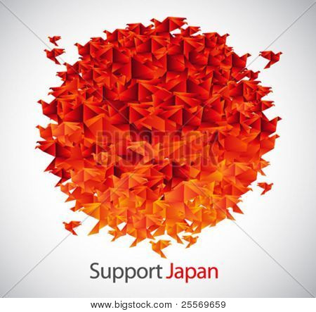 Japan flag formet fra origami fugle