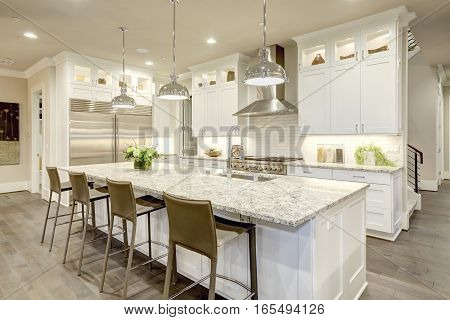 White Kitchen Design In New Luxurious Home