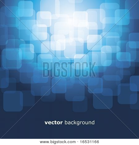 Vector 3D warped square on blue background