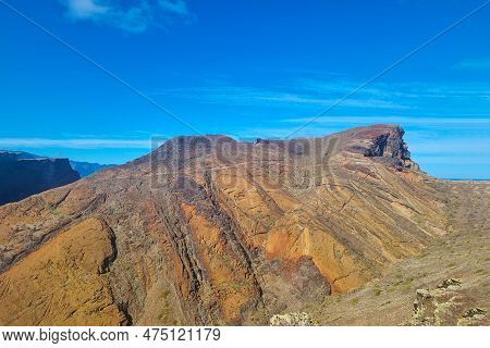 View Of The Peaks Of The Mountains And Slopes. Brown Mountains.