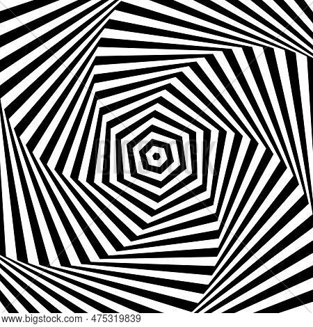 Optical Illusion Background. Black And White Abstract Geometric Surface. Poster Design. Torsion Illu