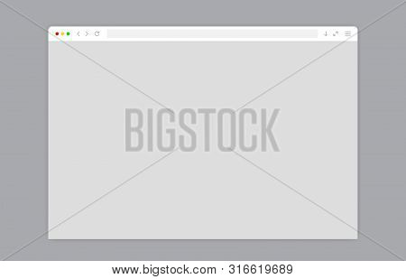 Web Browser Window White Template. Sample Frame Design Internet Page Mockup. Blank Screen Web Browse