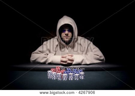 Poker Player With Chips