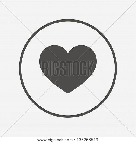 Love icon. Heart sign symbol. Flat heart icon. Simple design heart symbol. Heart graphic element. Round button with flat heart icon. Vector