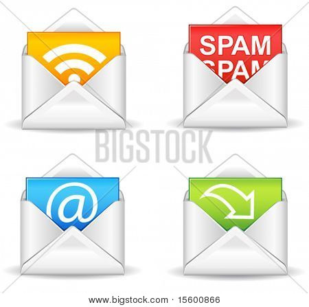 e-mail ikonok - e-mail, spam, rss, feltölt