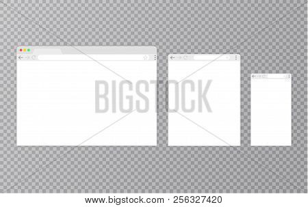 Browser Window.web Browser In Flat Style. Window Concept Internet Browser. Mockup Screen Design. Vec