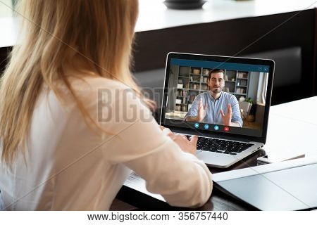 Employer Listen Applicant During Job Interview Using Webcam And Pc