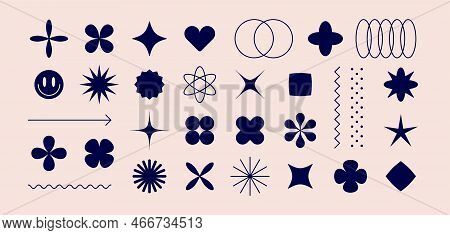 Futuristic Graphic Form. Set Of Geometric Design Element, Shape Symbol For Pattern, Graphic, Web Des