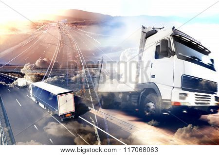 Abstract Design international shipment and highway