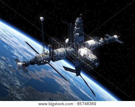 Space Station Orbiting Earth