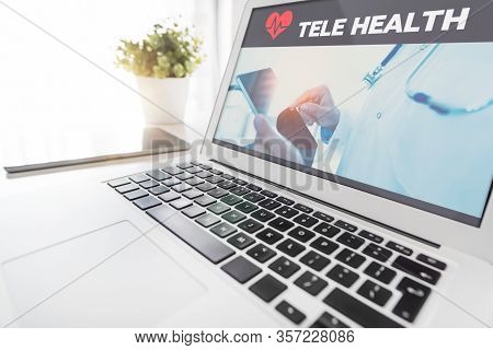 Telemedicine Or Telehealth Concept On Laptop Screen