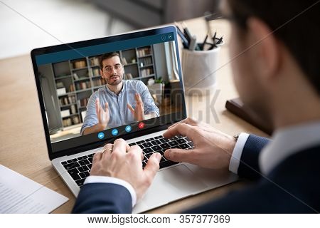 Businessman Talk With Business Partners Using Video Call