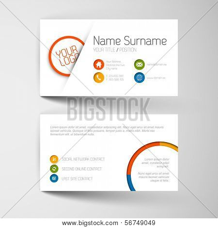 Modern simple light business card template with flat user interface