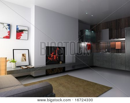 modern interior (3d rendering)