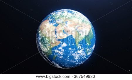 Portrait Alone Astronaut Looks At The Planet Earth In Orbit In Outer Space, The Planet Earth Reflect