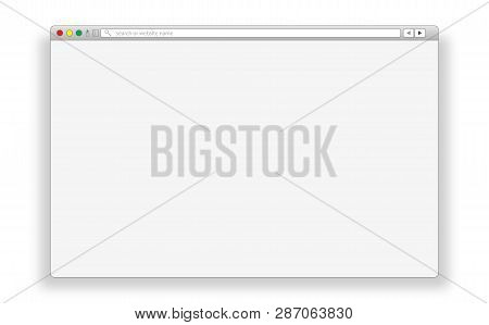 Simple Browser Window. Window Concept Internet Browser In Flat Style. Blank Window Of Internet Brows