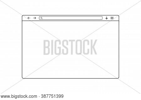 Web Browser Window. Simple Outline Web Page. Browser Template With Search Bar And Loupe Icon. Isolat
