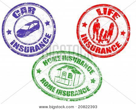 Car, Life And Home Insurance Stamps