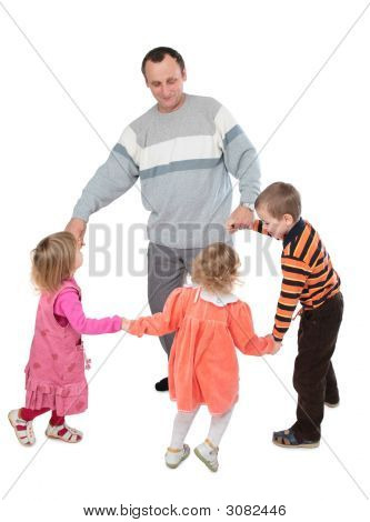 Man With Three Kids Dancing