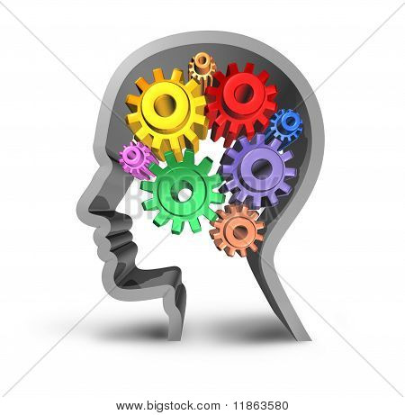 Brain Function with gears and cogs.