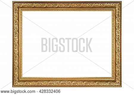 Golden Mockup Canvas Frame Isolated On White Background