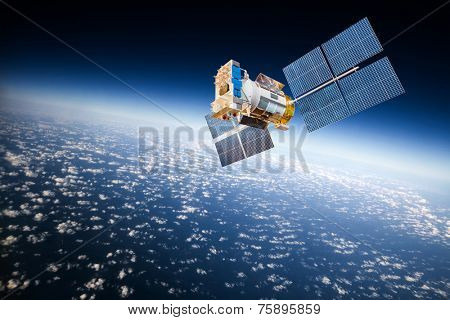 Space satellite orbiting the earth. Elements of this image furnished by NASA