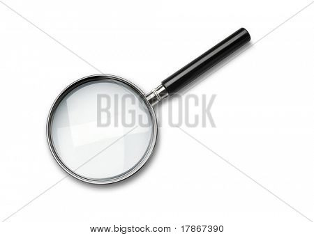 A simple magnifying glass over white background