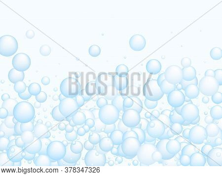 Soap Foam Bubbles Vector Concept, Abstract Shampoo Soapy Effect Background. Water And Detergent Foam