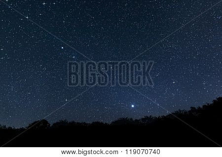 Beautiful night sky Beautiful Star Field with diffraction spikes Jupiter Venus Constellations Auriga